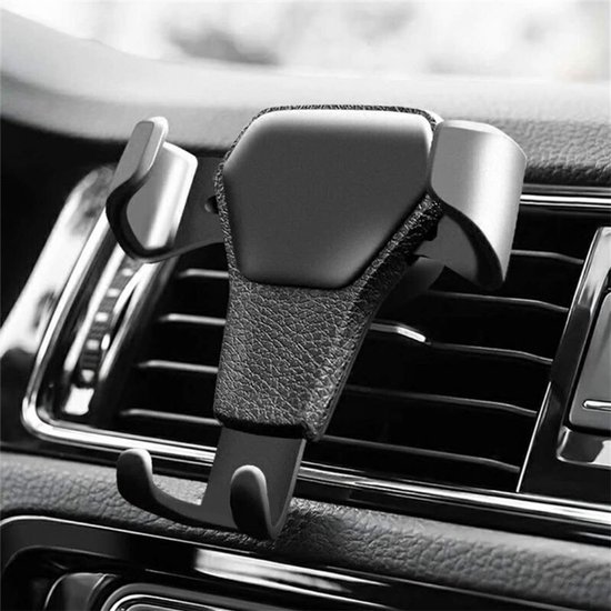 Autotelefoonhouder met zwaartekrachtwerking - auto telefoonhouder – auto accessories - montage met ventilatieclip - niet-magnetische telefoonhouder - geschikt voor de meeste automodellen - ABS - zwart
