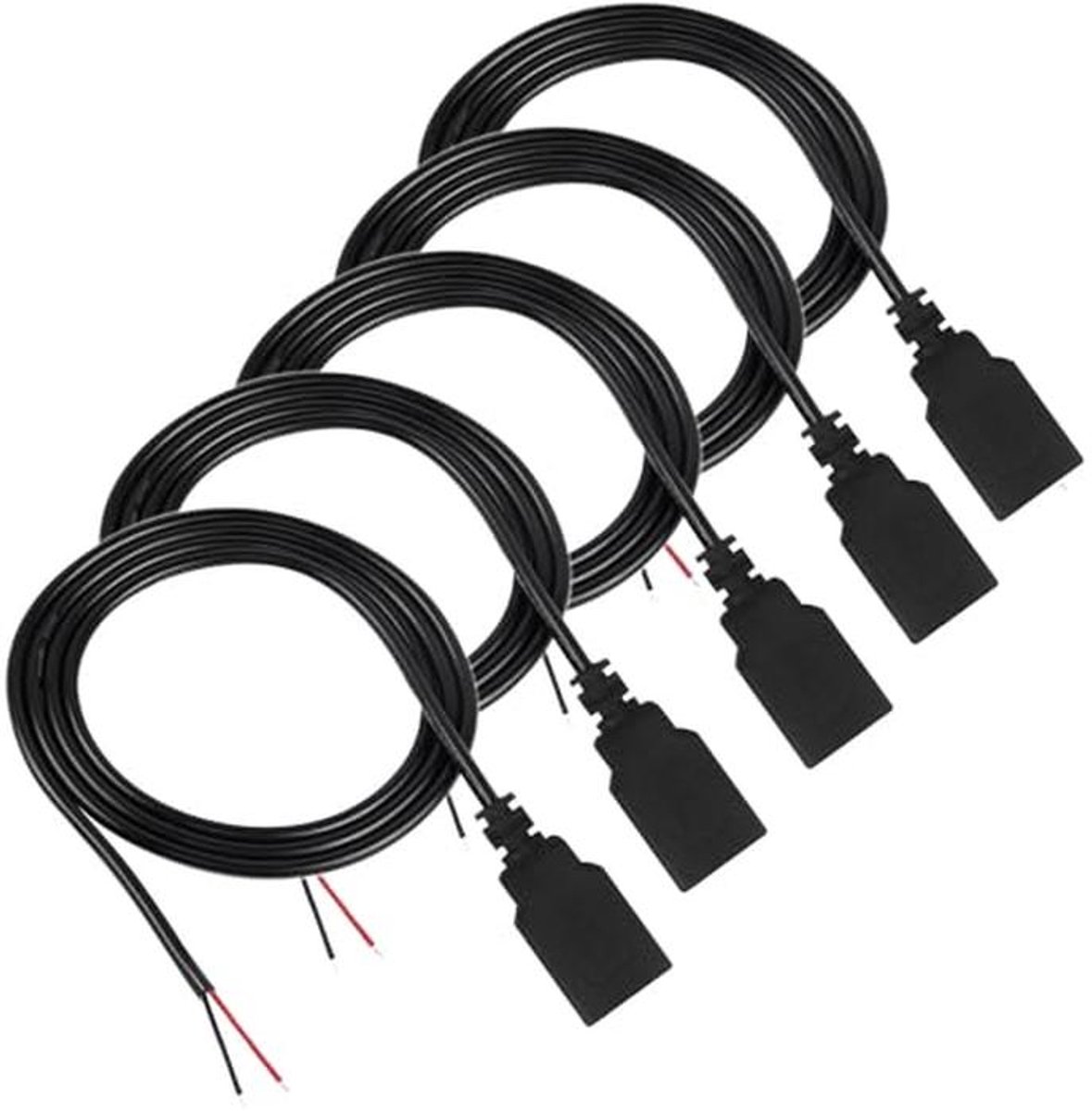 5 Stuks USB Pigtail-kabels van 1m - Soldeerbare USB-aansluiting voor DIY en Reparaties