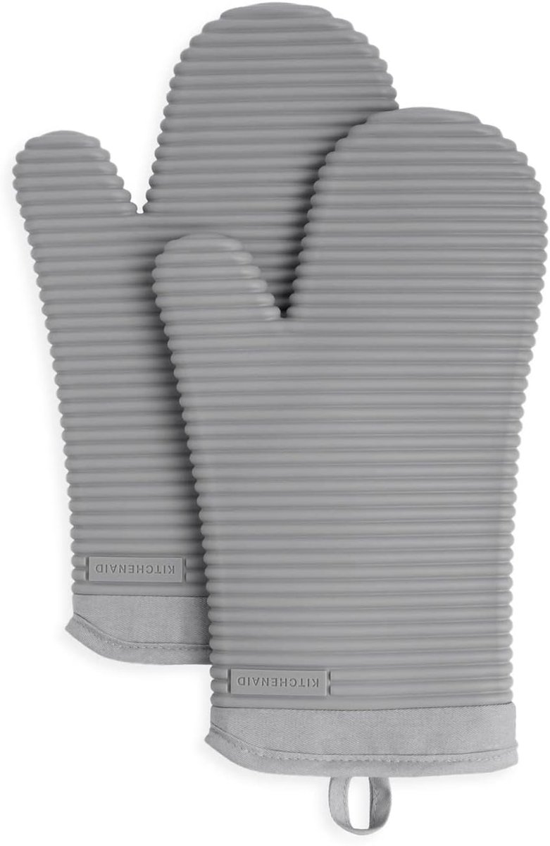 Ovenwanten Set - Keukenhanden - Veilig Koken - Getextureerd Grip Ontwerp - 2 Delig 33cm - Grijs