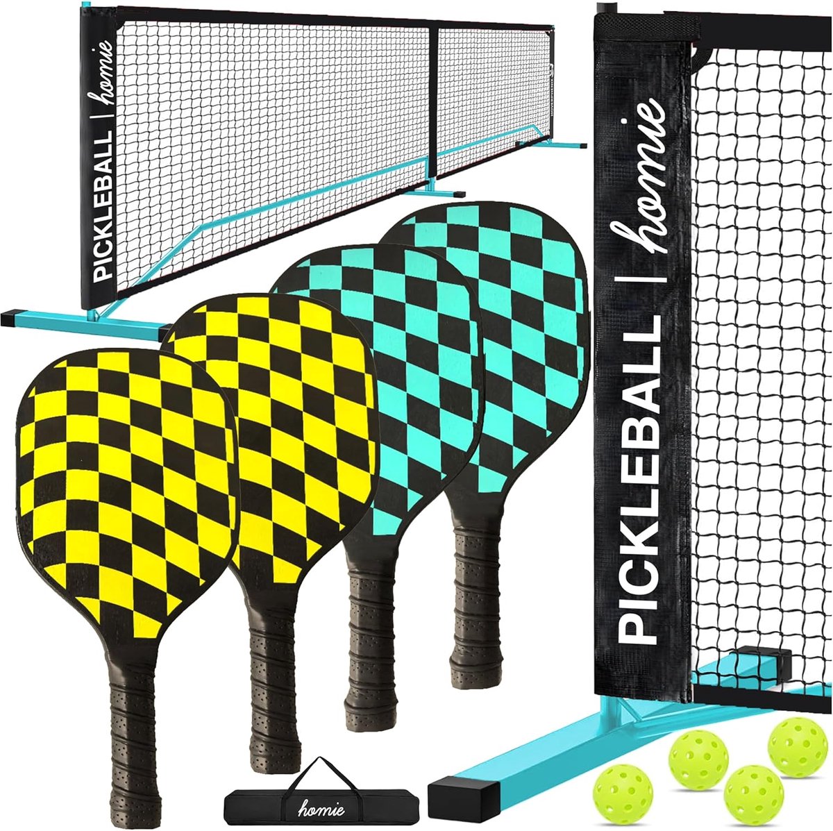 Pickleball Net Set - Sport Set - Buiten Spelen - Snelle Installatie - 22 Voet Breed - Blauw