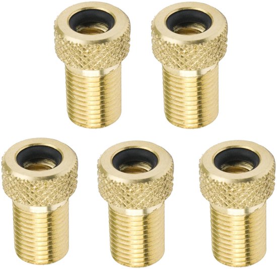 2x Ventieladapter Presta/Dunlop naar Auto Ventiel - Goud — afbeelding 3