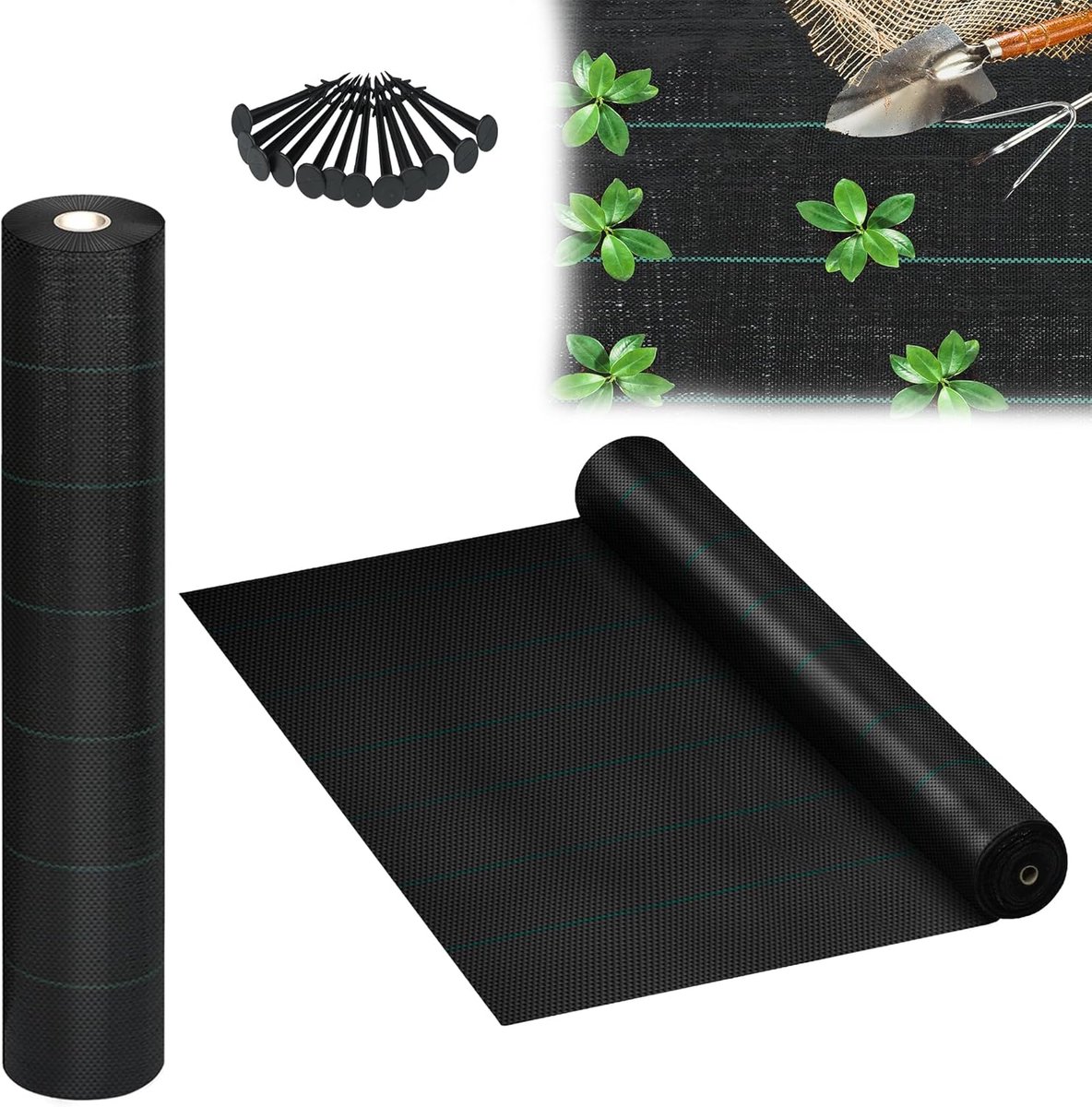 Tuinvlies Onkruiddoek - Tuinfolie Mulchvlies - Onkruidbestrijding Planten - Scheurvast UV-bestendig - 2m x 25m 50m² - Zwart