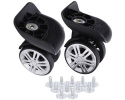 Kofferwielen Vervanging - Reiswielen Set - Koffer Reparatie - 360 Graden Draaibaar - 2.4 Inch Diameter - Zwart