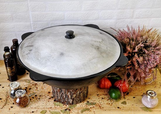 Gietijzeren Kazan - Oezbeekse Ketel - Traditioneel Koken - 100% Gietijzer Materiaal - 12 Liter Capaciteit - Zwart — afbeelding 3
