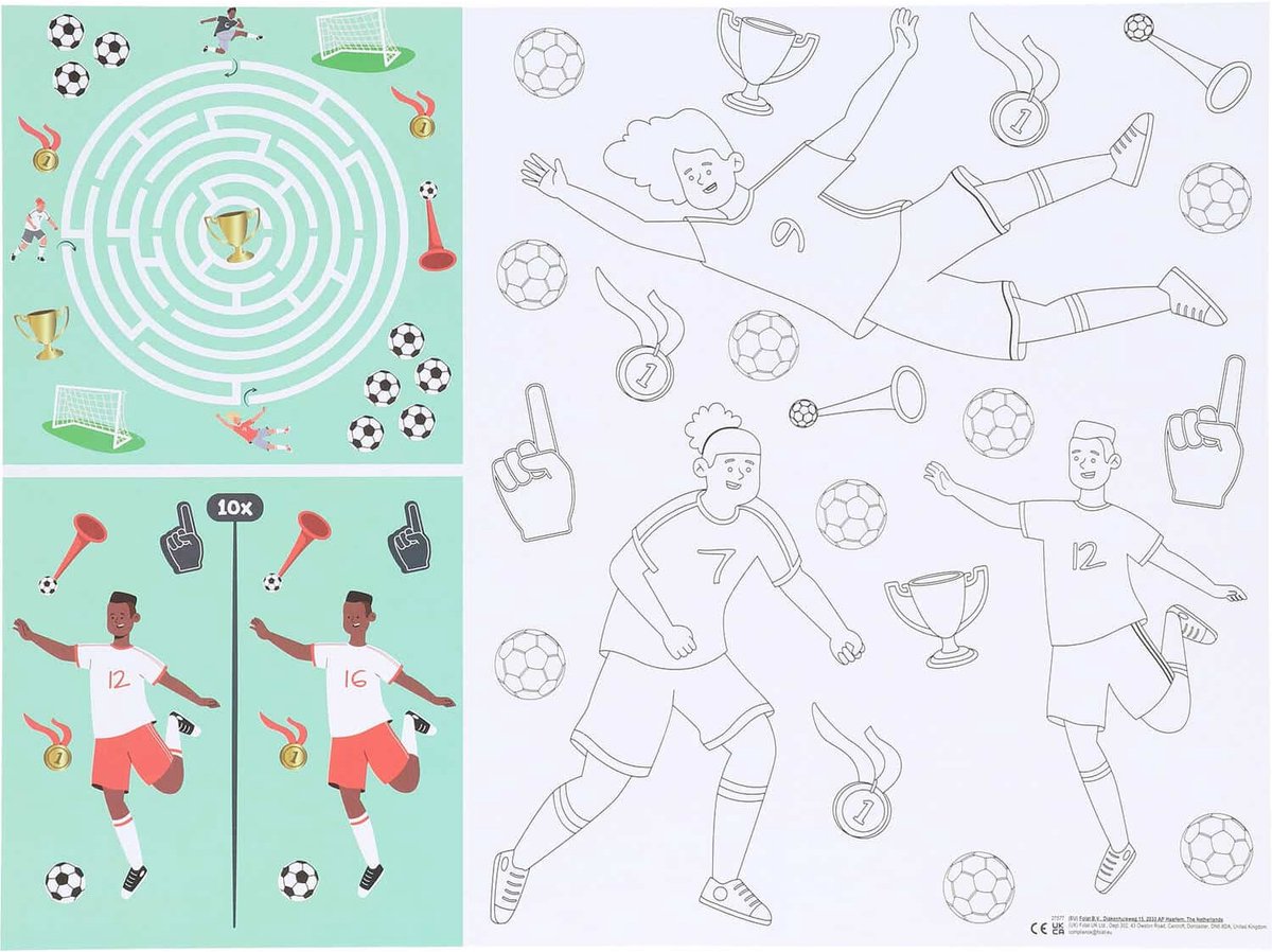 Folat - Activiteiten placemat - fantastic football - 6 stuks - WK voetbal 2026 - WK voetbal versiering - WK voetbal outfit - Nederland WK