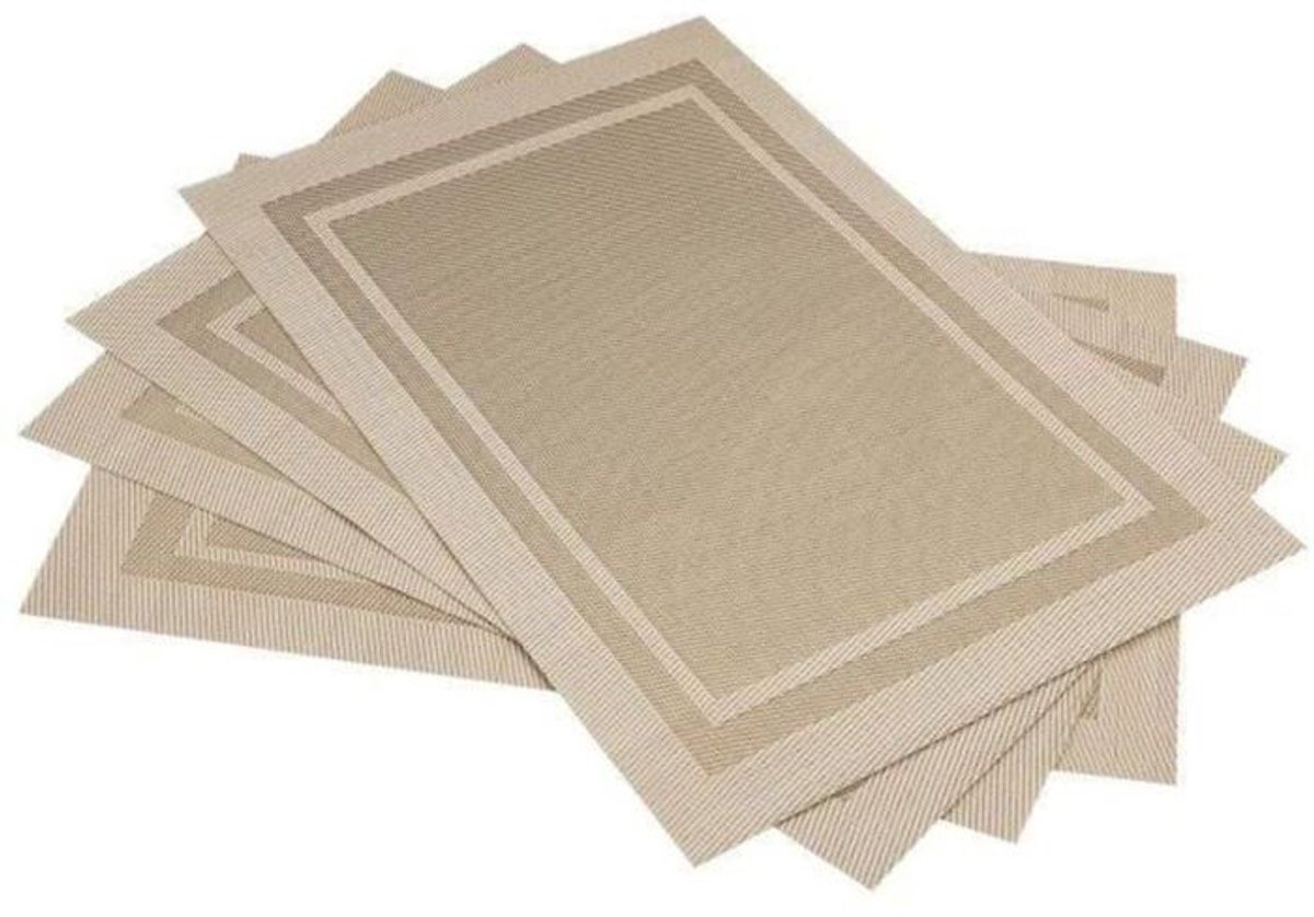 Placemats - Rechthoekig - Set van 6 - Beige - Antislip en wasbaar
