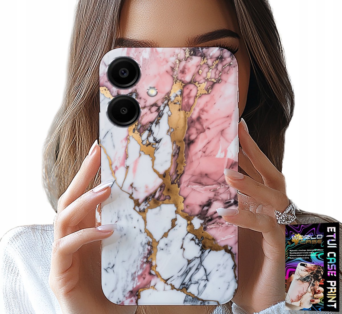 HOESJE VOOR SAMSUNG GALAXY A06 5G - ROZE WIT MARMER, STEENPATROON