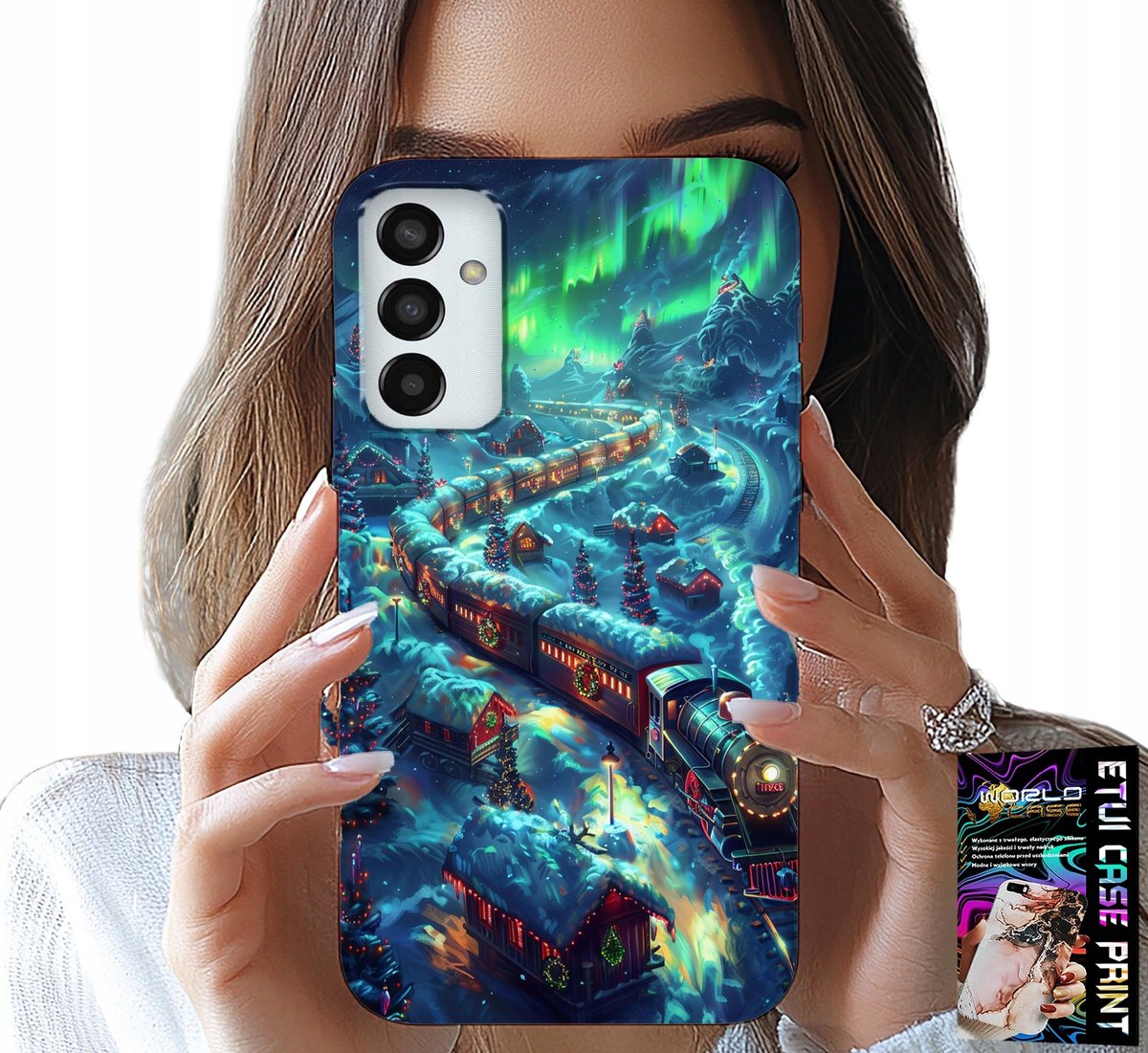 HOESJE VOOR SAMSUNG GALAXY M23 - TREIN, CHRISTMAS EXPRESS PATRONEN + GLAS