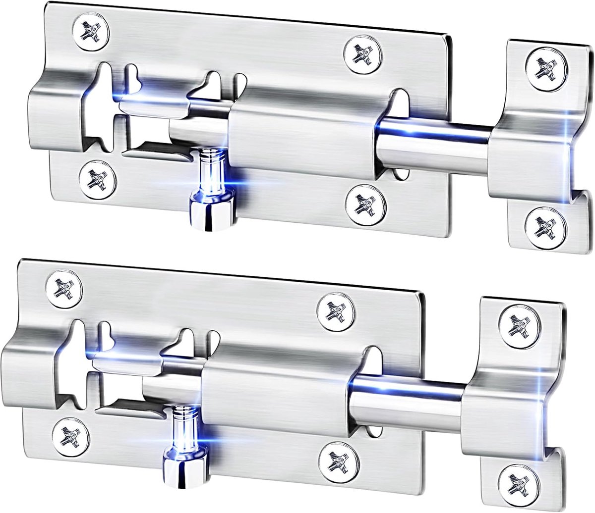 Vatboutvergrendeling Set - Schuifsloten - Beveiliging Deuren - Verdikt Roestvrij Staal - 75 cm - Zilver