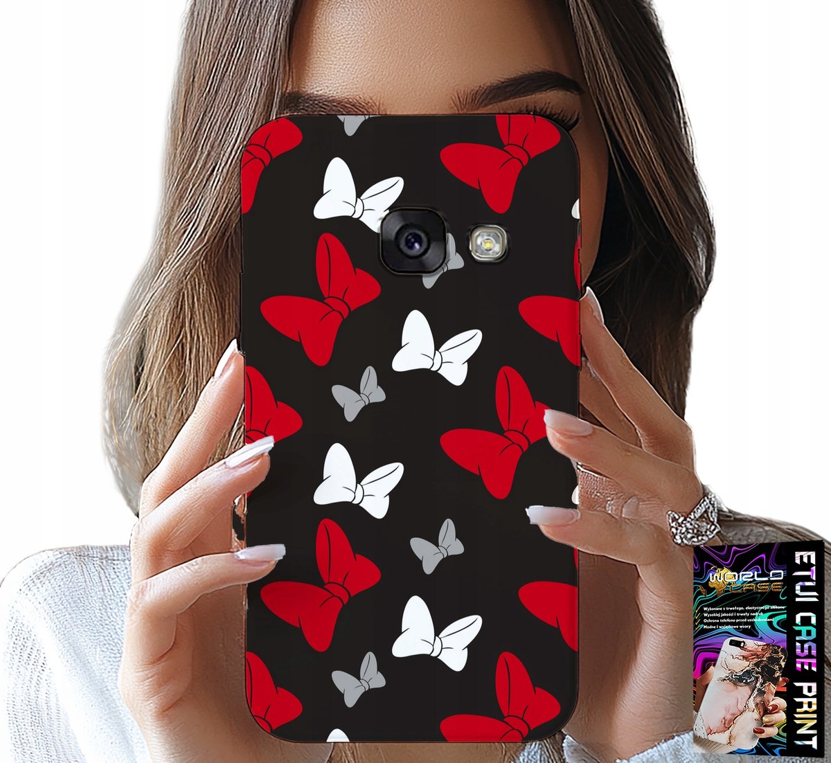 HOESJE VOOR SAMSUNG A5 2017 - ROOD-WIT KOMMEN, MUIS, PATRONEN
