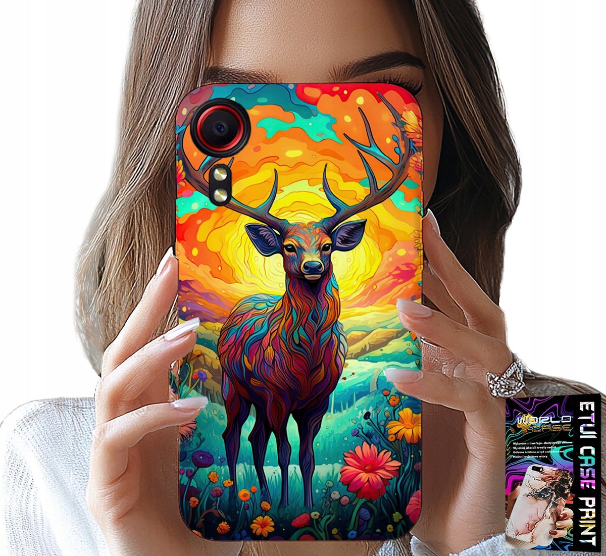 HOESJE VOOR SAMSUNG GALAXY XCOVER 7 - KLEURRIJKE PATRONEN: HERT, ELAND, BOSDIEREN