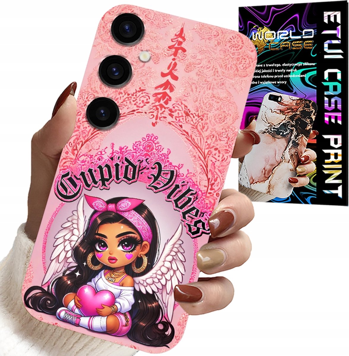 HOESJE VOOR SAMSUNG GALAXY A05S - CUPID VIBES MET EEN SCHATTIGE ENGEL OP DE ACHTERKANT