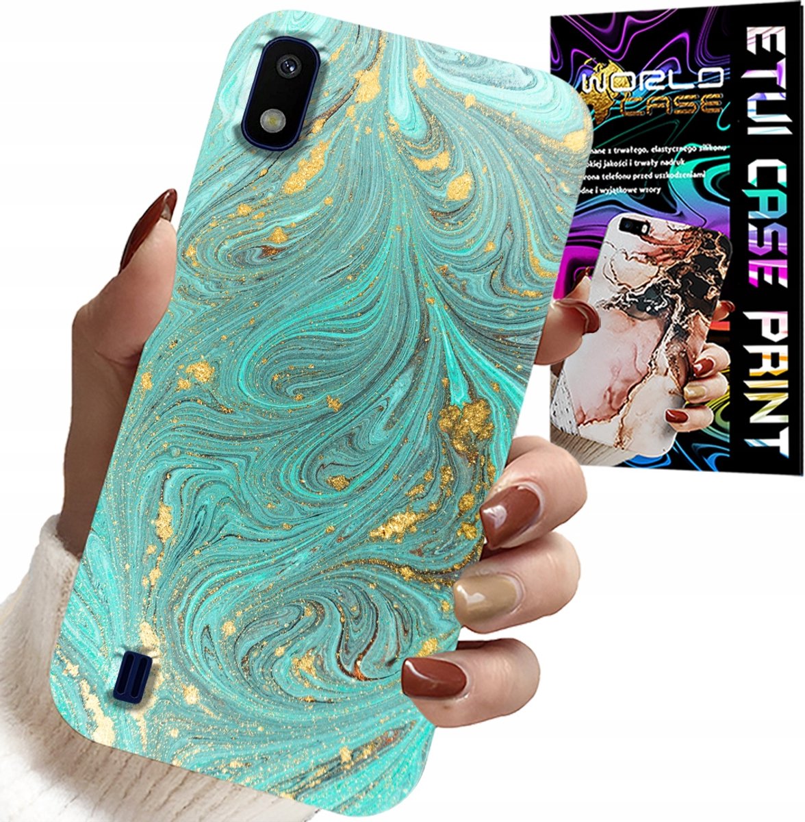 HOESJE VOOR SAMSUNG A10 - MARMERPATROON + GEHARD GLAS