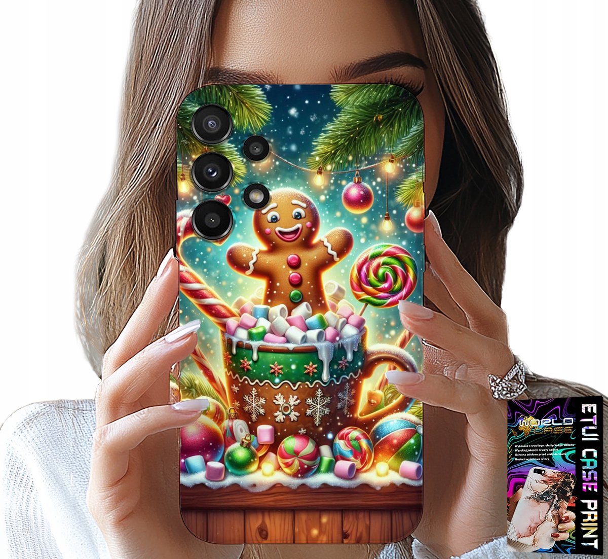 HOESJE VOOR SAMSUNG GALAXY A13 4G - PEPERKOEK KERSTPATROON + GLAS