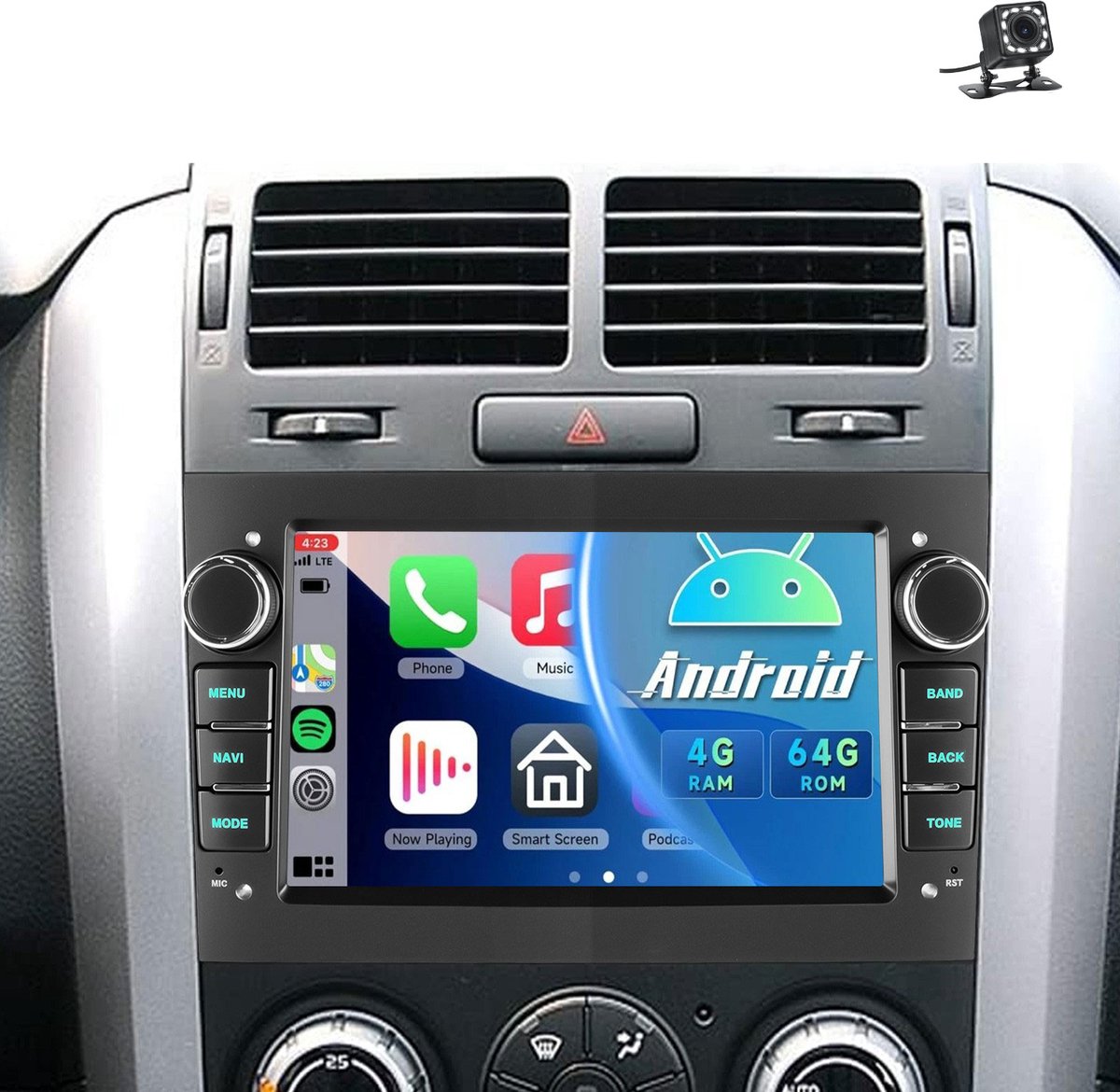 ESSGOO Android 15 Autoradio Geschikt Voor Opel Astra H Corsa C/D Meriva Zafira B - 4GB + 64GB - Draadloos Apple Carplay & Android Auto - 7-inch Touchscreen - GPS-Navigatie - Bluetooth & Wifi - Achteruitrijcamera - Microfoon