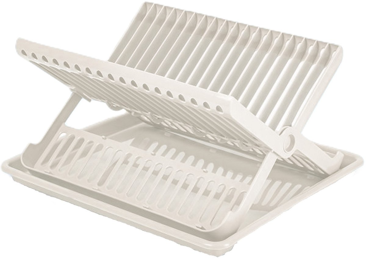 Afwas afdruiprek met lekbak - wit - kunststof - 37 x 33 x 21 cm - afwassen en drogen