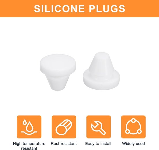 Siliconen Rubber Stoppen - Ronde Gatdoppen - Gaten Afdichten - Waterdicht Metaal - 7-8mm Gaten - Wit — afbeelding 4