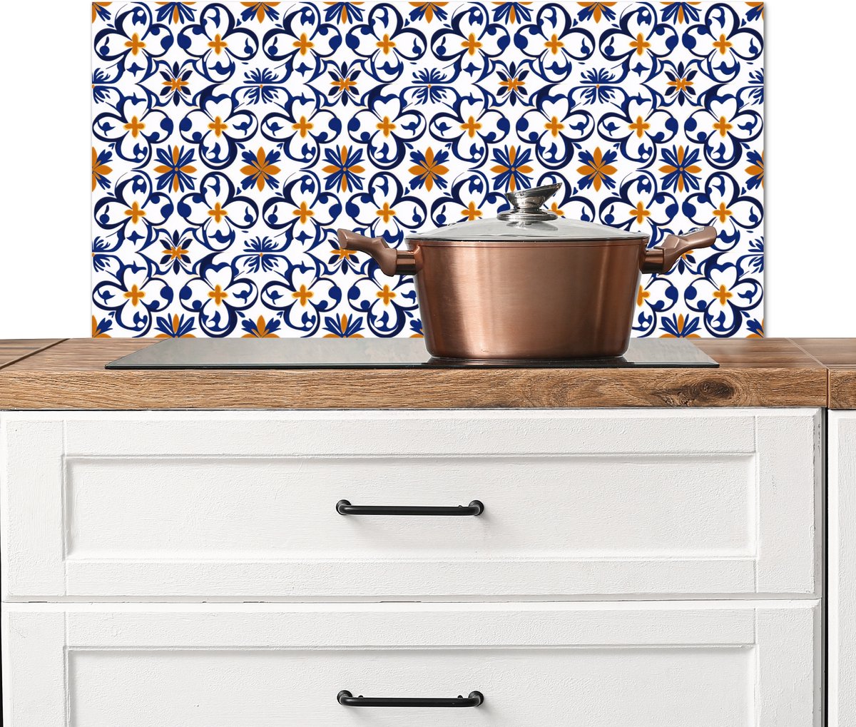 Spatscherm keuken 80x40 cm - Kookplaat achterwand Patroon - Modern - Kleurrijk - Muurbeschermer - Spatwand fornuis - Hoogwaardig aluminium