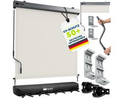 tillvex® Verticale zonwering 200 x 250 cm voor buiten en binnen met Afdekking | Buitenrolgordijn waterdicht met handslinger voor balkon, terras en tuin | Balkonrolgordijn Zonwering van aluminium