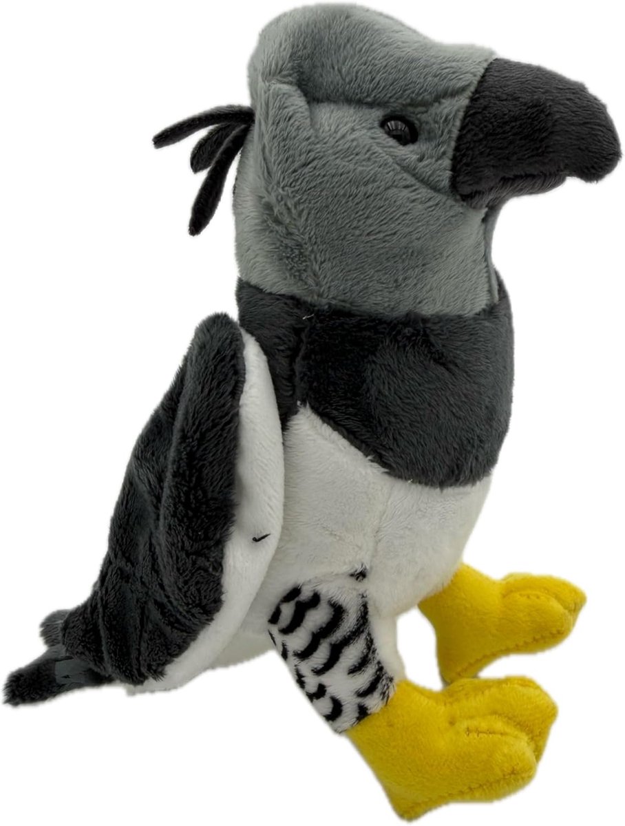 Pluche Roofvogel - Knuffeldier Speelgoed - Spelen en Knuffelen - Wasbaar tot 30 graden - 20 cm - Grijs