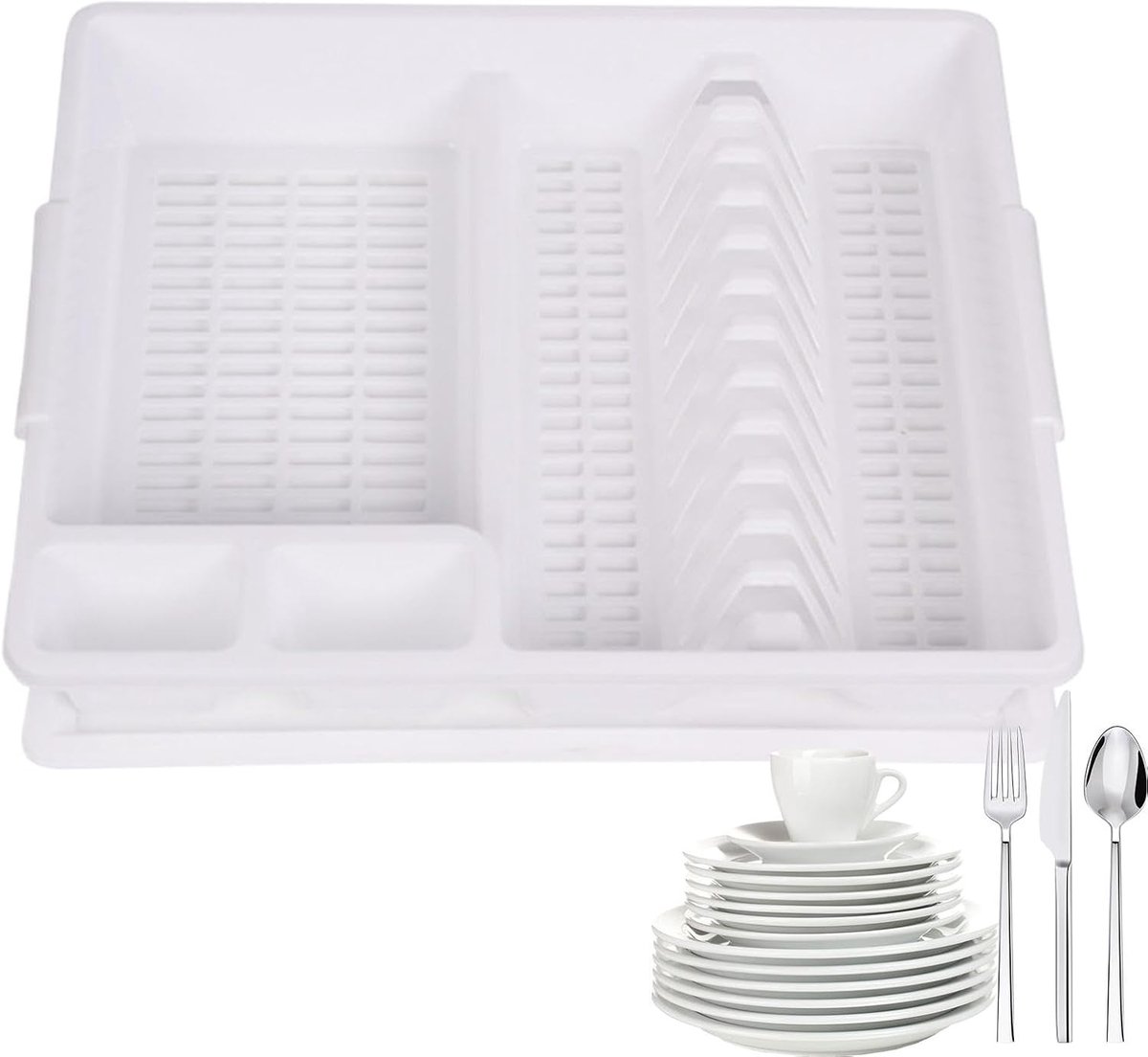 Afdruiprek - Bordendroogrek - Efficiënt Drogen Keuken - Grote Capaciteit - 45x38x75 cm - Wit