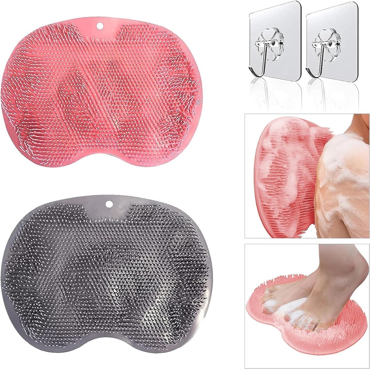 Voetschrobber Douche - Badkamer Mat - Huid Peeling - Wandmontage Mogelijk - Large - Roze