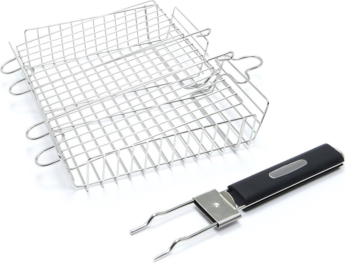 Multifunctionele RVS Grillmand voor Gas- en Houtskoolbarbecues