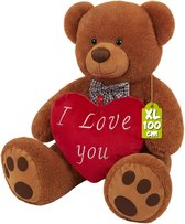 Teddybeer Lily (Wit met Rood Hart Love) Pluche Knuffel 30 cm