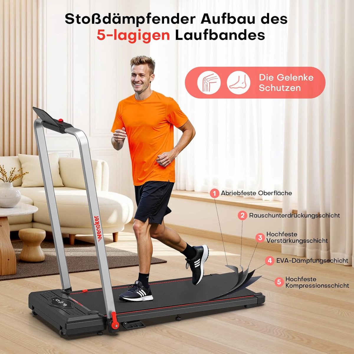 Laufband Voor Thuis - Klappbaar Loopband - 3 In 1 Met 10% Helling En App Bediening, 12 Km/U Loopmat Met Armsteunen, Fernbedienung, Geen Installatie - Voor Thuis & Kantoor Zwart