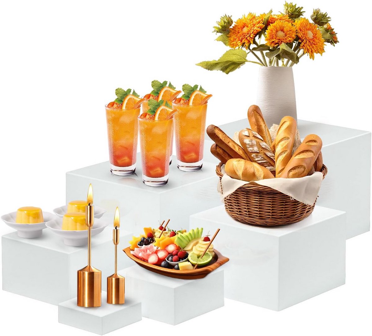 6-delige Buffet Opzetstukken Acryl Presentatiestandaard voor Desserts en Gebak