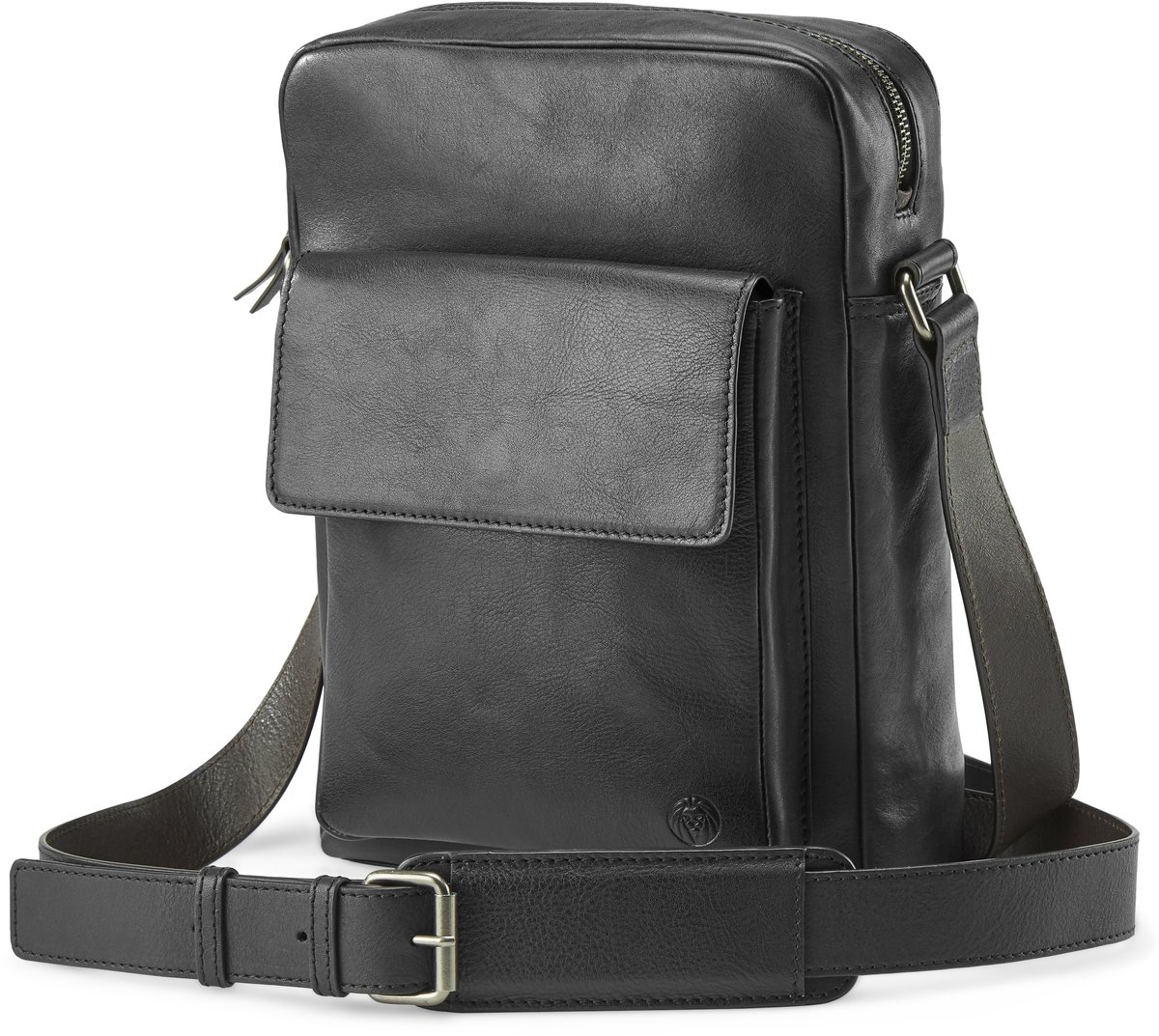 Laurie Zwarte en Donkerbruine Lederen Crossbodytas