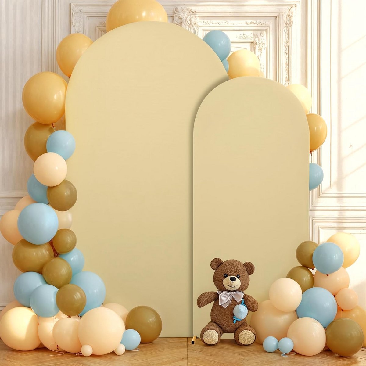 Stretch Achtergronddoek Khaki voor Ronde Trouwboog - 500x150 cm - Feest Decoratie