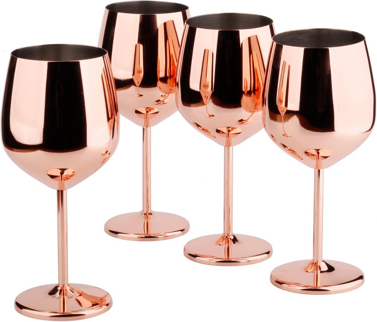 Set van 4 RVS Wijnglazen Koperkleurig 18oz