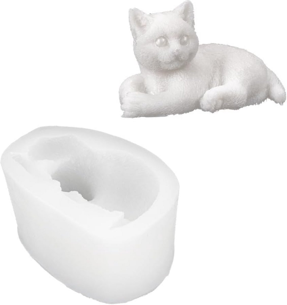 Siliconen mal Kat 3D - Gietvorm voor Epoxyhars, Gips, Beton, Zeep en Kaarsvet
