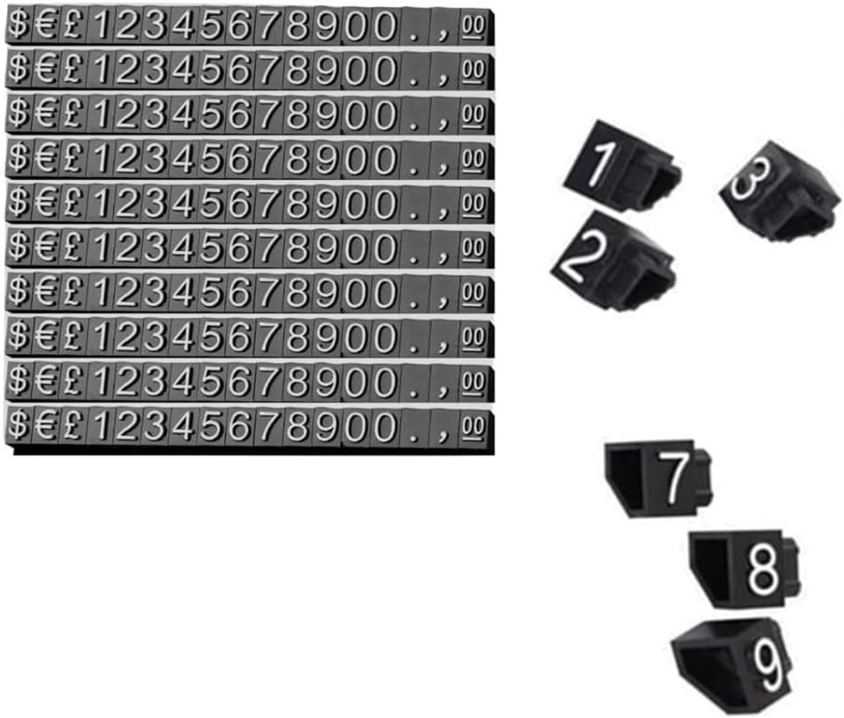 Prijslabels - 10 Prijslabels - Verstelbaar Nummer - Voor Sieraden en Horloge - Wit op Zwart
