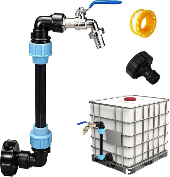 IBC Zwanenhals Afvoerkraan – Messing & Kunststof – S60x6 Aansluiting – 3/4″ – Geschikt Voor Regenwatertanks, IBC-containers & Watervaten 3 miniatura
