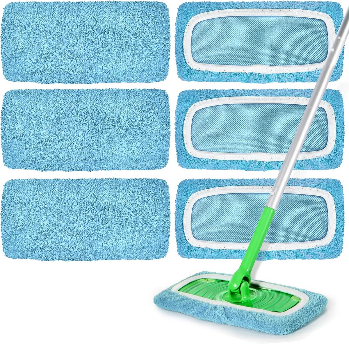 6x Herbruikbare Microvezel Dweilpads voor Vloerreiniger - Wasbaar en Nat/Droog Gebruik