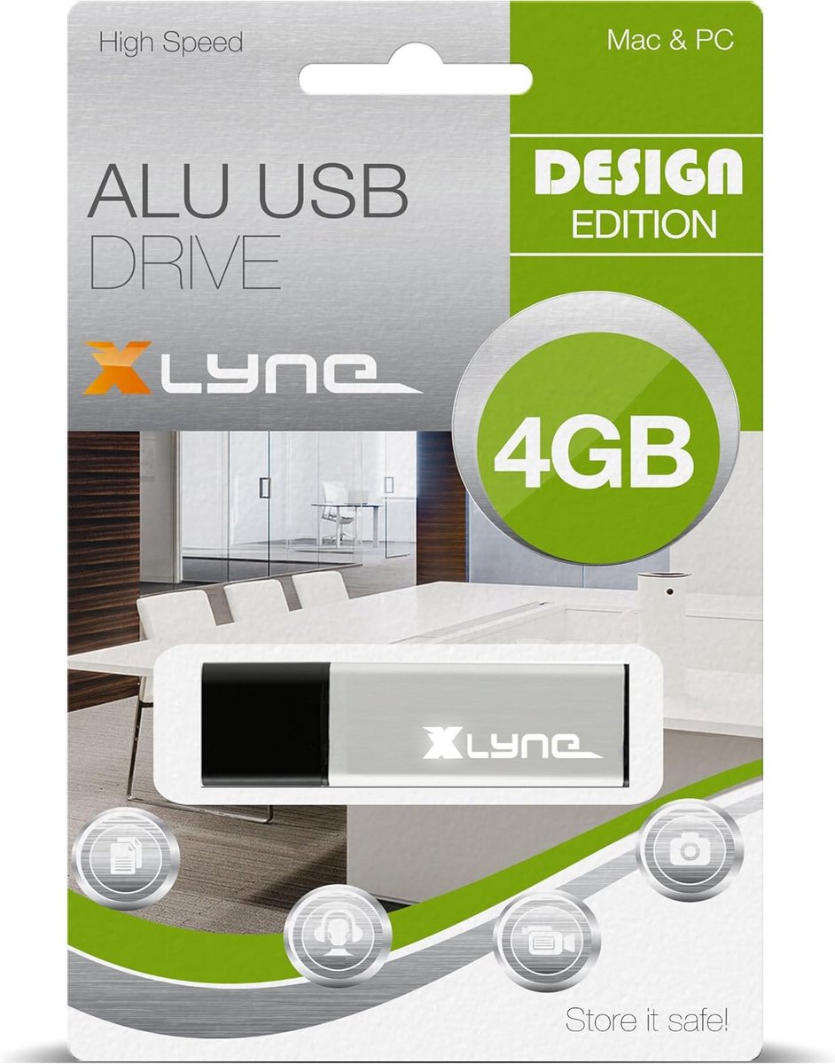 USB-stick 4GB 2.0 Geheugenstick - Aluminium High Speed Data Opslag