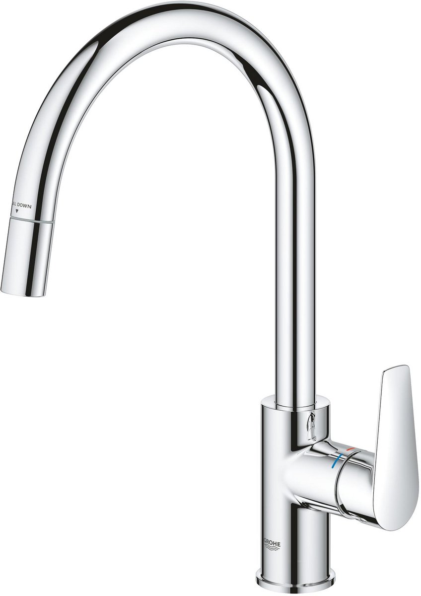 GROHE StartEdge Keukenmengkraan - Uittrekbare Handdouche - 360° Draaibaar - Chroom