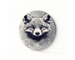 Vossenhoofd - Wandkunst rond - Aluminium - Dibond muurcirkel - 40x40 cm