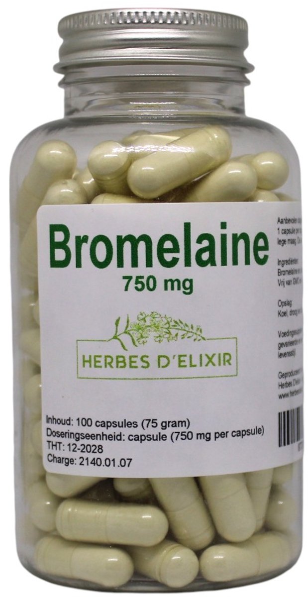 Herbes D'elixir Bromelaïne - 750mg Bromelaine per capsule - 100% Natuurlijk - 100 vegan capsules