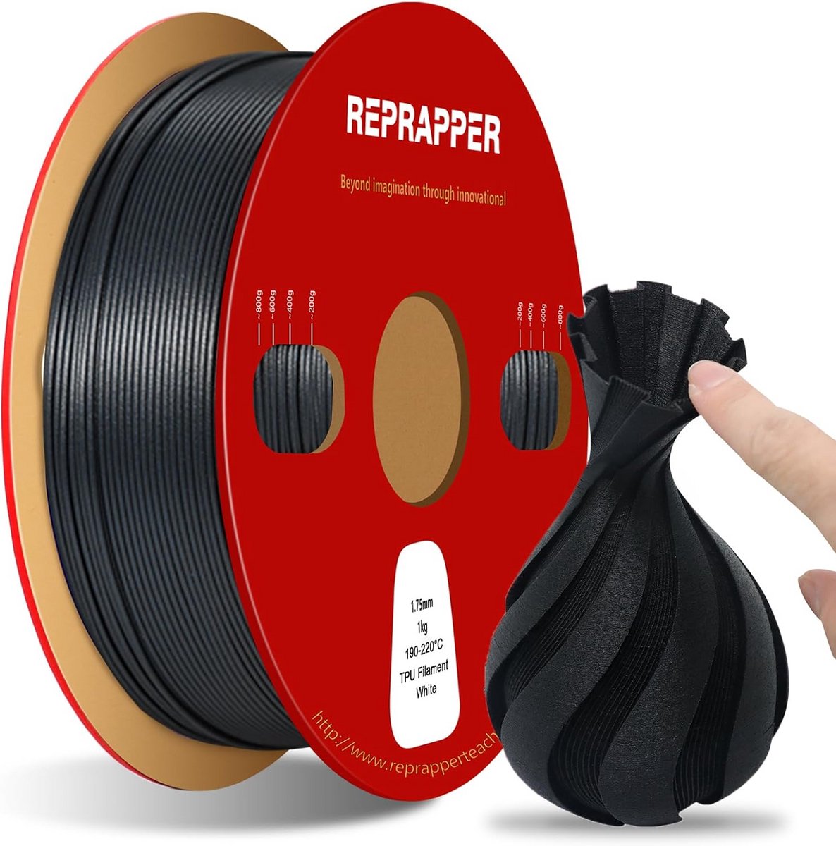 Elektrisch Geleidend Flexibel TPU 3D-Printerfilament 1,75 mm Zwart 1 kg Spoel