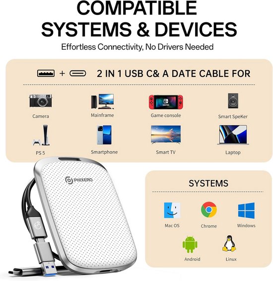 Draagbare Externe SSD 512GB USB-C 5Gbps - Compacte Externe Harde Schijf — afbeelding 4