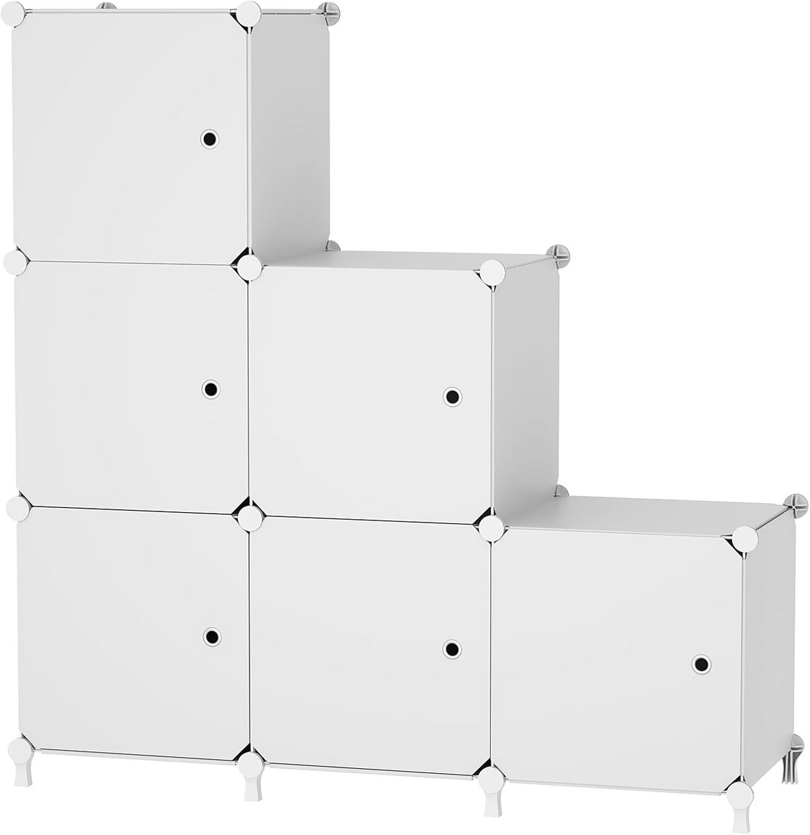 Opbergkubus met 6 vakken en deuren - Modulaire Kast voor Slaapkamer, Kledingkast en Zolder