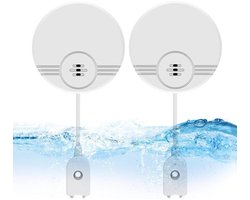 Wateralarm - 2 Stuks - 135 dB - Water Lekkage Detector - Watersensor - Watermelder incl. batterij - Twee installatie-alarmmodi - Waterdetector - Lekdetectie - Lekkagemelder - Flood Lek Alarm - Smart Home - Overloop - Realtime monitoring