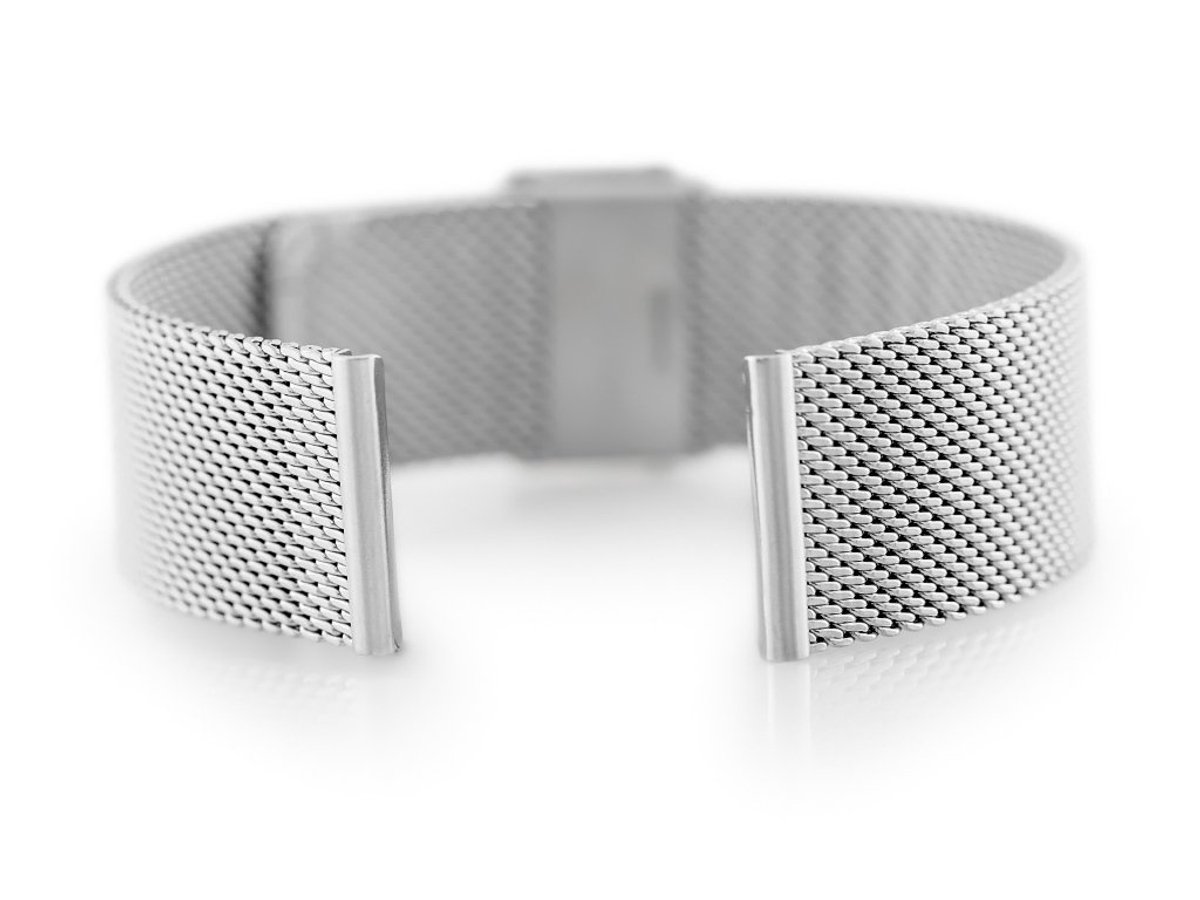 INNY 302S - Mesh Armband - Zilver - 22mm - Aanpasbaar