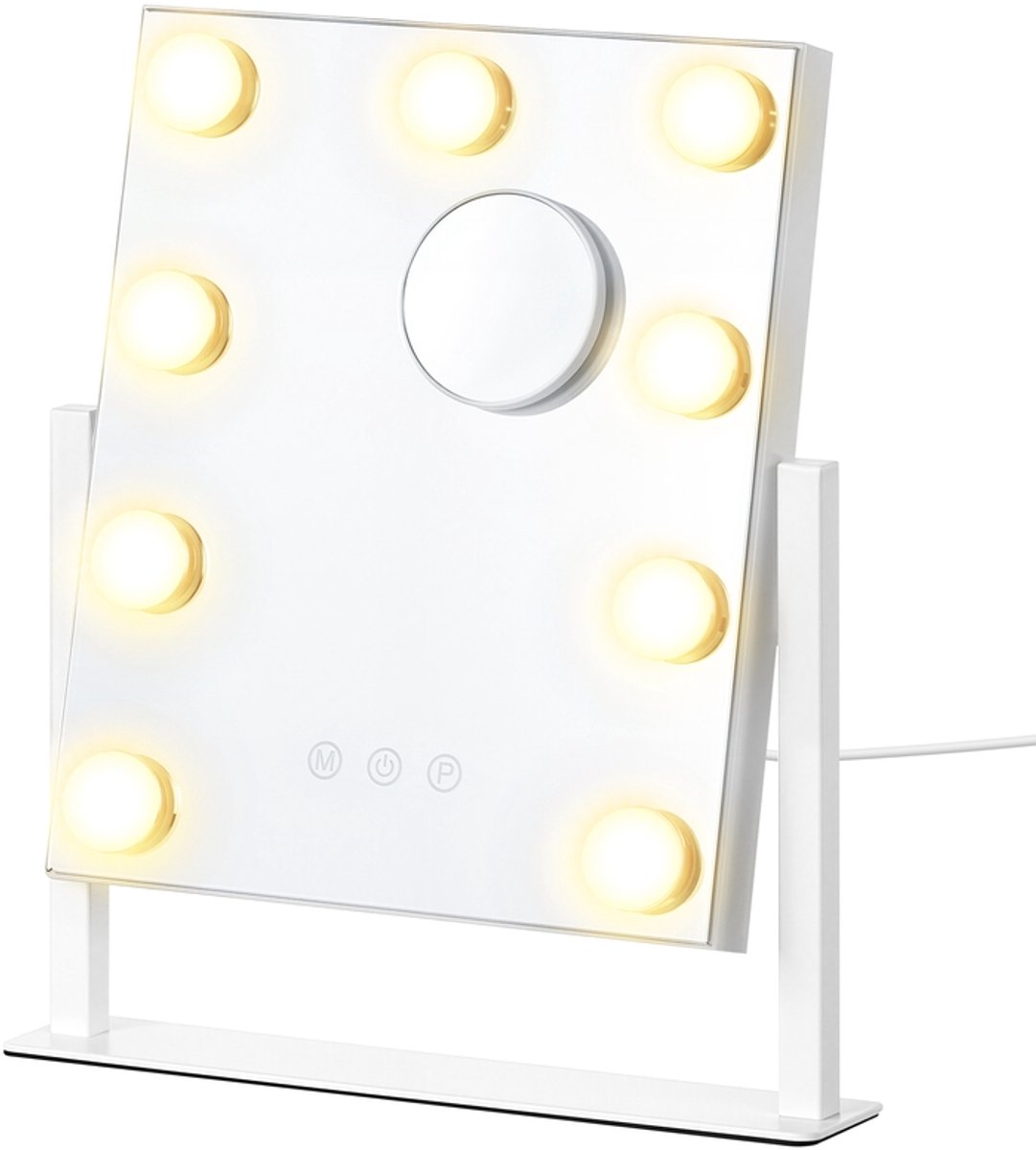 Make-upspiegel – Met verlichting en 15 ledlampjes – Dimbaar en aanraakbediening – Mat wit – 58 x 43 cm
