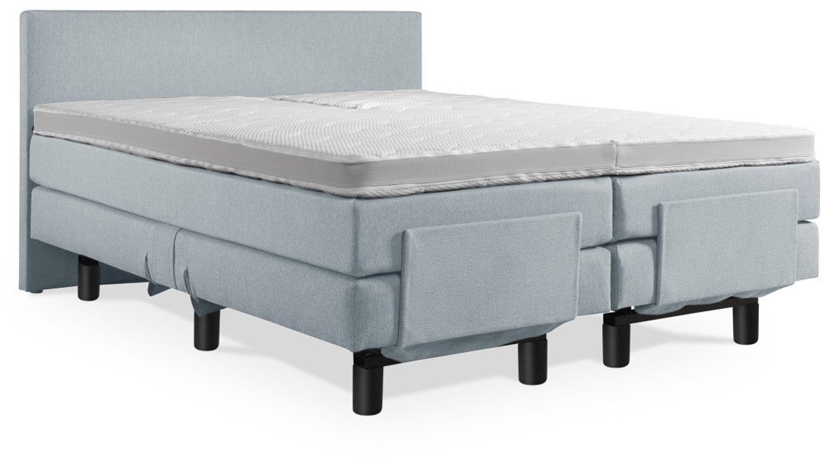 Elektrische Boxspring - Incl. Glad Hoofdbord - 1-Persoons - 120x190 cm - Blauw - Zonder Pl