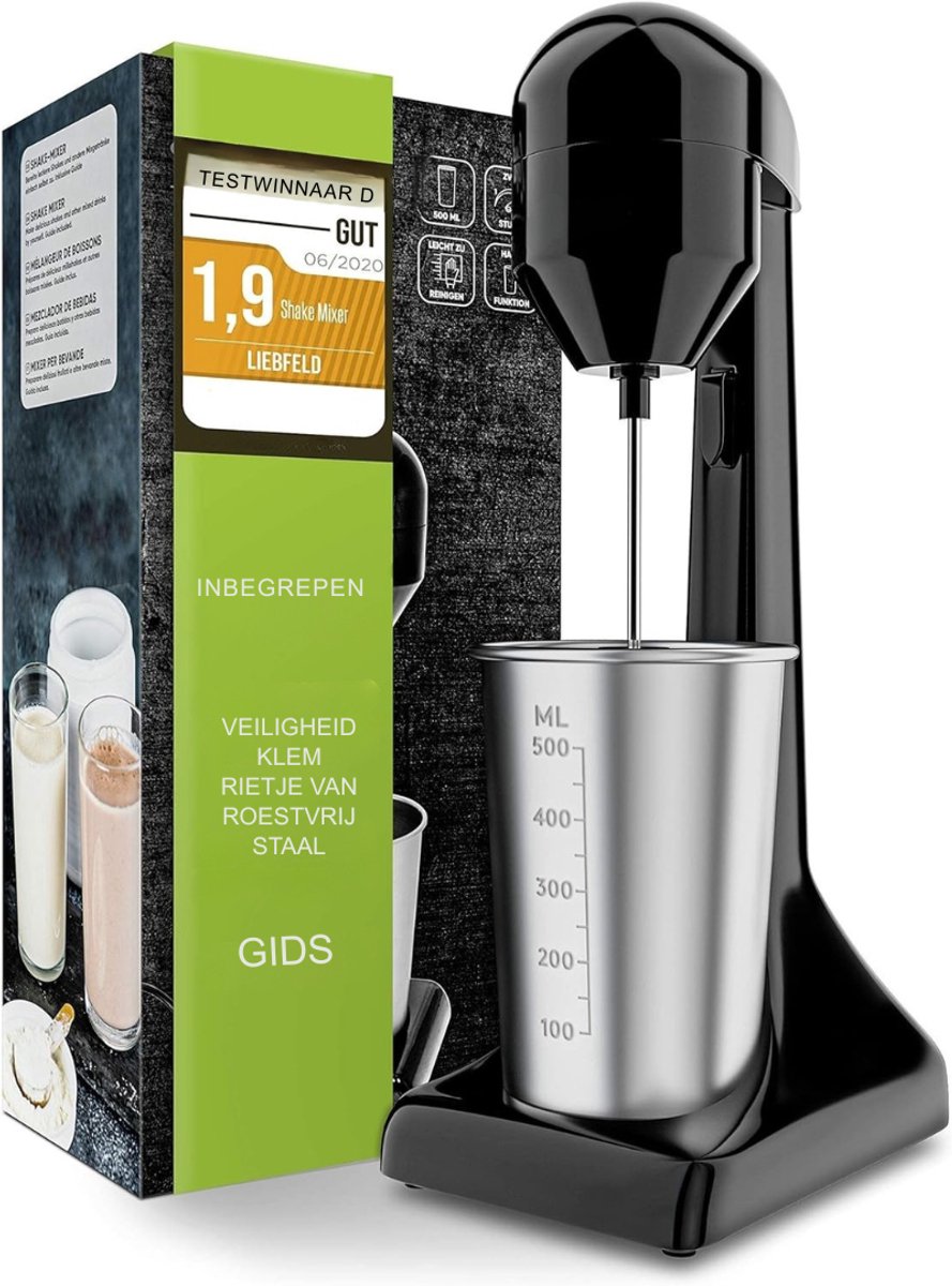 AMA® Milkshake Machine - Shakemachine - Milk Shake Machine - 17x12x39cm - Zwart