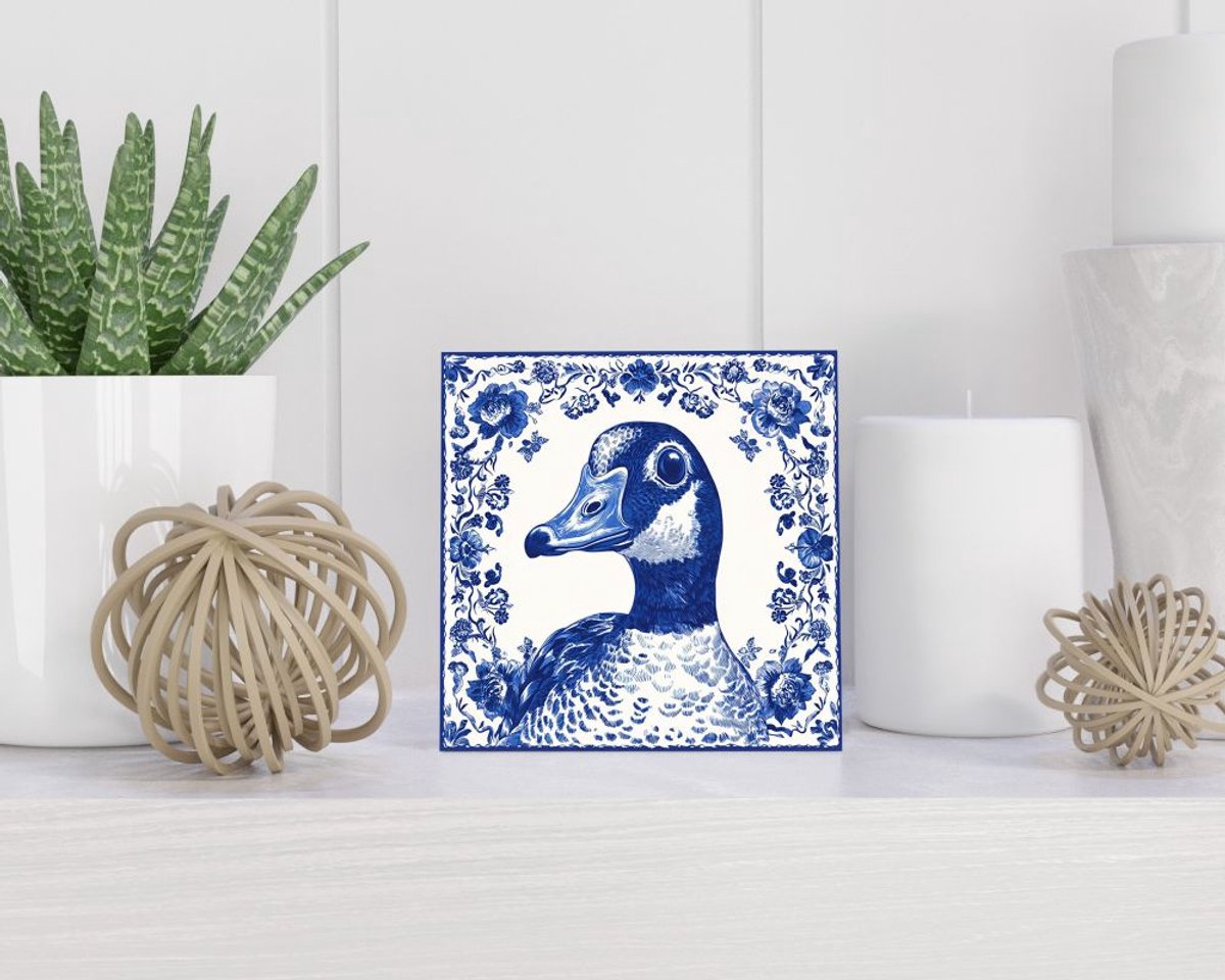 Tegel 15x15 cm met Delfts blauw cadeau decoratie | tegeltjes met tekst | tegeltjes met spreuken | collega | oma | opa | pensioen | mama | papa | vriend